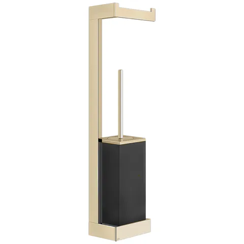 GESSI  INVERSO ACCESSORIES Стойка настенная с держателем для туалетной бумаги и ершиком черным, цвет: Brass Brushed PVD