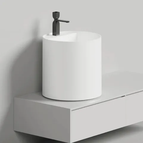 Salini ARMONIA ROUND TOP 03  Раковина напольная  450х450х450мм, с 1 отв. под смес, без донного клапана, мат-л: S-Stone, матовый, белый.