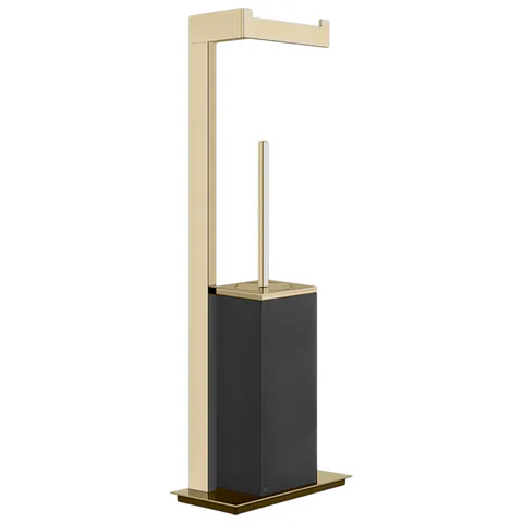 GESSI  INVERSO ACCESSORIES Напольный держатель для туалетной бумаги и ершик, черный, цвет: Brass Brushed PVD