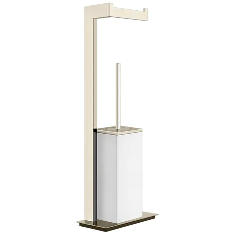 GESSI  INVERSO ACCESSORIES Напольный держатель для туалетной бумаги и ершик, белый, цвет: Warm Bronze Br PVD