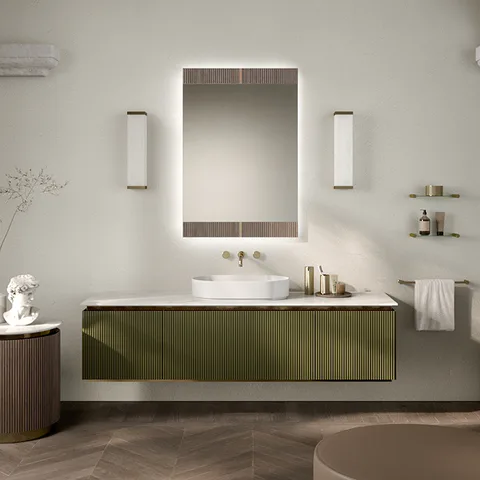 Oasis Naos Боковина прямая L 2,5 D 56 H 45см для тумб высотой 45 см цвет лак матовый/ золото матовое /левая