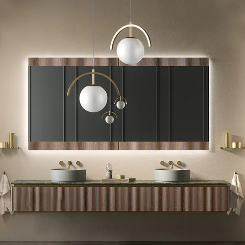 Oasis Naos  Топ мраморный L 245 D 56 H 2см с  отверстием для 2 раковин, цвет Verde Alp