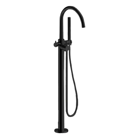 ALMAR Смеситель напольный однорычажный для ванны с ручной лейкой, внешняя часть, цвет черный металл брашированный PVD (спец.цена из наличия)