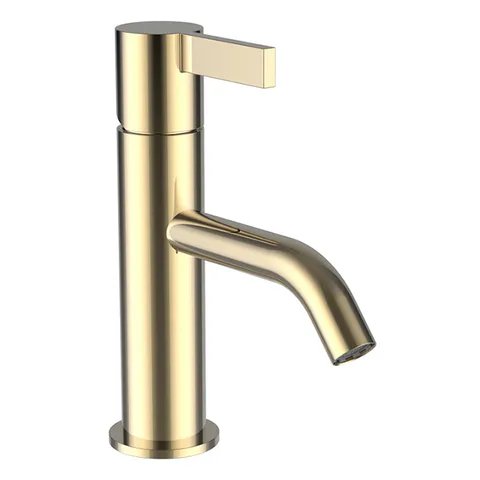 Kartell by laufen смеситель для раковины однорычажный, фиксированный излив 115 мм, без донного клапана, pvd золото