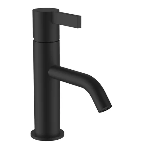 Kartell by laufen смеситель для раковины однорычажный, фиксированный излив 115 мм, без донного клапана, pvd черный титан