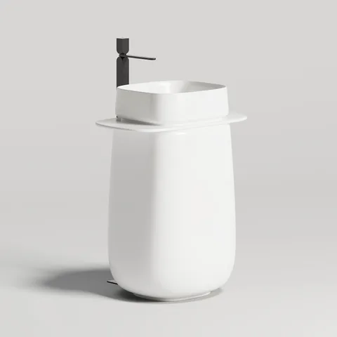 Salini ORIENTE TOTEM Раковина напольная, 700х490х900 мм, S-Sense, глянцевый, декор.накладка на слив, выпуск, сифон, белая