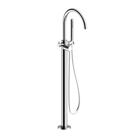 Almar Freestanding Внешняя часть отдельностоящего смесителя на ванну с двумя картриджами, цвет оружейный металл брашированный PVD