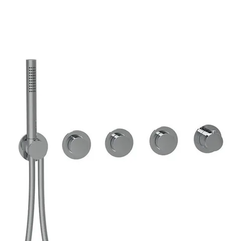 Almar Modular PUSH Внешняя часть термостатического смесителя на 3 потребителя с модулем ручного душа, цвет оружейный металл брашированный PVD