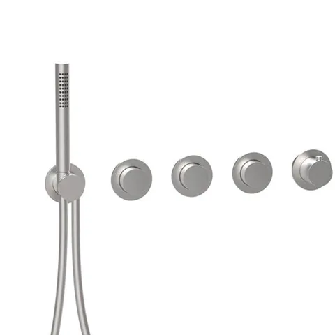 Almar Modular PUSH Внешняя часть термостатического смесителя на 3 потребителя с модулем ручного душа,  цвет нержавеющая сталь брашированная AISI 316