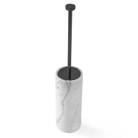 3SC APUANA 2.0 Ершик туалетный напольный d11xh65 см, цвет мрамор White Statuario/Nickel Nero Opaco
