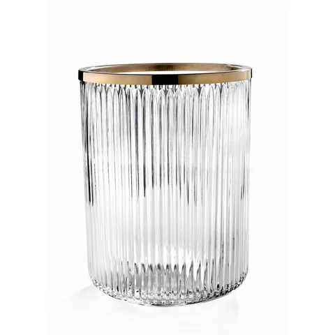 3SC Elegance Ведро, без крышки, 20хh28х20 см, цвет: прозрачный хрусталь/Satin Brass