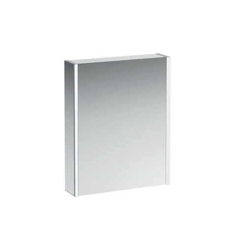 Laufen Frame 25 шкаф зеркальный 600x150x750 мм, алюминий, 1 дверца с зеркалом с 2х сторон, петли слева, сенс. выкл., 2 розетки, 2 верт-х эл-та LED-под