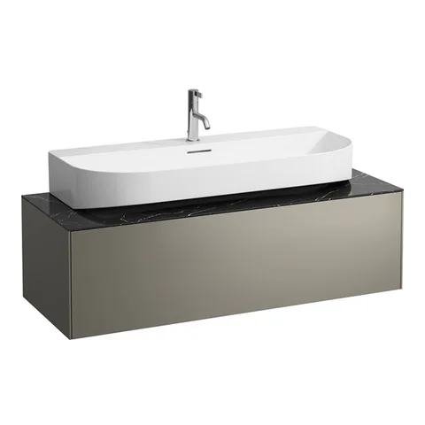 Laufen Sonar шкафчик под раковину, 1175х455х340 мм, 1 ящик, с отверстием в центре, совместим с раковиной-чашей 816347, титан и черный мрамор
