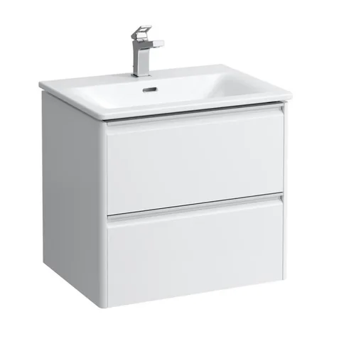 LAUFEN PALACE Комплект мебели 600х450х545 мм., с раковиной Slim, 2 ящика, органайзер для ящика, ручка анодир. алюмин, цвет белый матовый (ПО ЗАПРОСУ!)