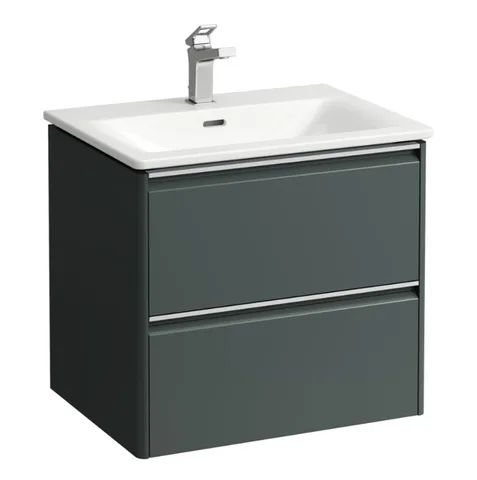 LAUFEN PALACE Комплект мебели 600х450х545 мм., с раковиной Slim, 2 ящика, органайзер для ящика, ручка анодированный алюминий, цвет интенсивный серый