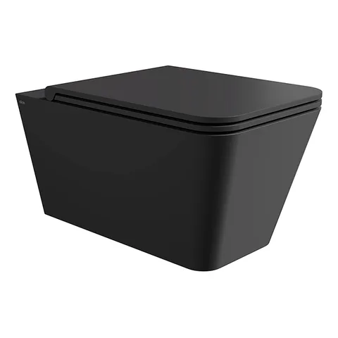 Alice Hide Унитаз Square 55х35, подвесной, безободковый, без сиденья и крышки, чёрный матовый