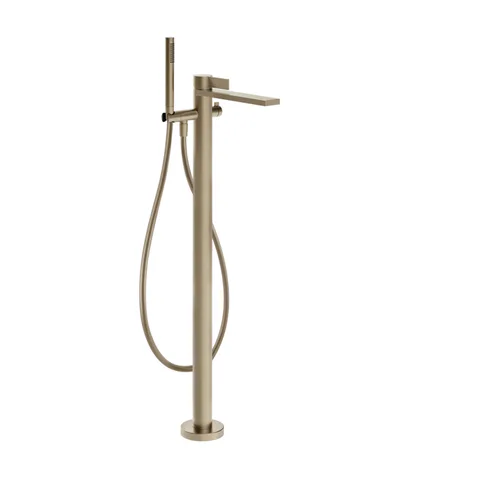 GESSI  INVERSO RIGATO Внешняя часть напольного смесителя для ванны с перекл и ручным душем , цвет: Finox Brushed Nickel