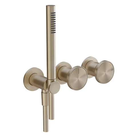 GESSI Origini Смеситель для ванны встраиваемый на 2 выхода, с ручной лейкой, в компл с отд вставкой, цвет 'Finox Brushed Nickel  (внешняя часть)