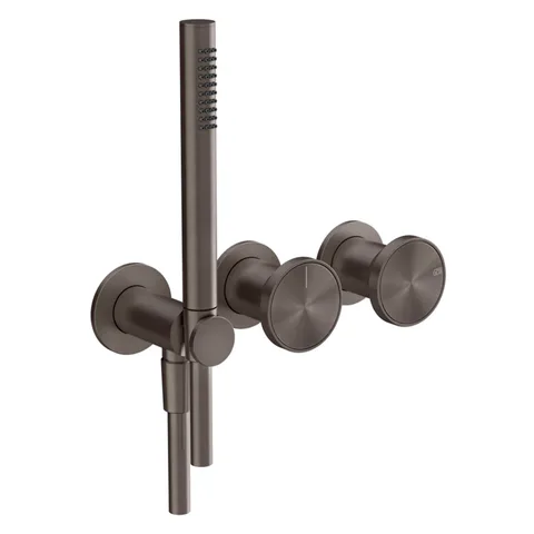 GESSI Origini Смеситель для ванны встраиваемый на 2 выхода, с ручной лейкой, в компл с отд вставкой, цвет Black Metal Brushed PVD (внешняя часть)