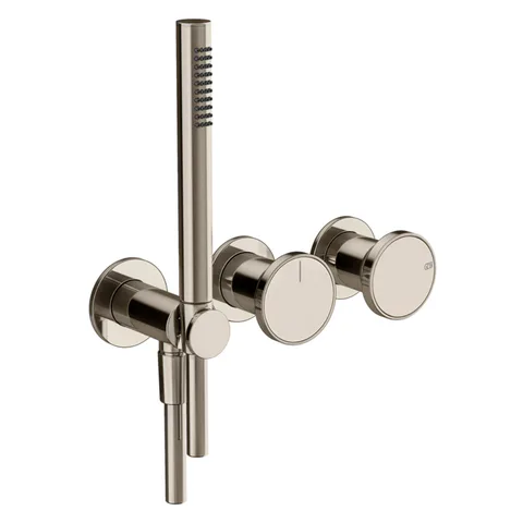 GESSI Origini Смеситель для ванны встраиваемый на 2 выхода, с ручной лейкой, в компл с отд вставкой, цвет Nickel PVD (внешняя часть)