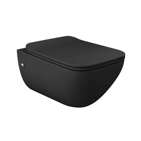 GESSI Origini Total Look Унитаз подвесной 474х358х350 мм, с сиденьем микролифт, петли хром, с сифоном, цвет Matt Black Ceramic