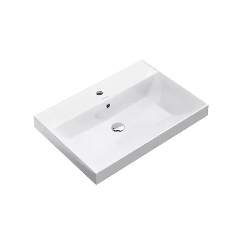 Kerama Marazzi Раковина CUBO подвесная\мебельная 70,5*48,5*18см, с 1 отв.под смеситель, с переливом, белая глянцевая
