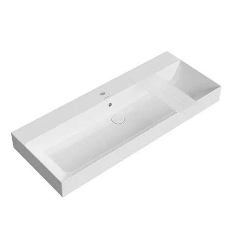 Kerama Marazzi Раковина GRANDE мебельная\подвесная 120*48*16,5см, с 1 отв. под смеситель, с крепежом, с переливом, белая глянцевая