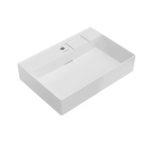 Kerama Marazzi Раковина LOGICA мебельная\подвесная с одним отверстием 70*48,14,5см,  с 1 отв.под смеситель, с переливом, белая глянцевая
