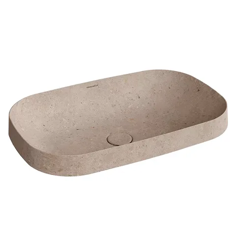Kerama Marazzi Раковина MAGICA встраиваемая сверху 65,5*42*6см, без отв. под смеситель, с донным клапаном, без перелива, бежевый камень