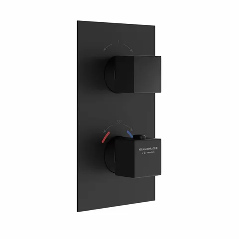 Kerama Marazzi Встраиваемый термостатический смеситель для душа FUTURA с регулировкой температуры, цвет черный матовый (Снижены цены)