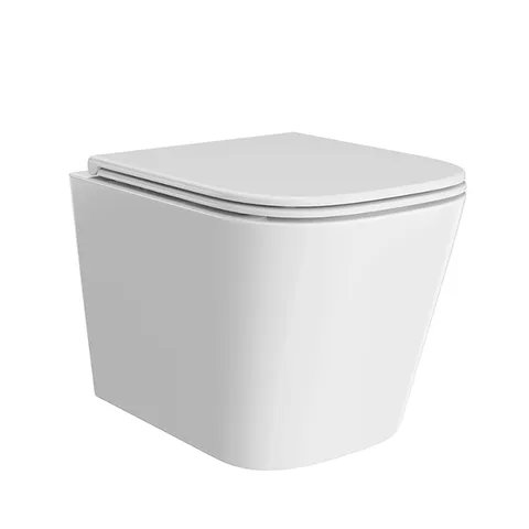 Kerama Marazzi Унитаз CUBO подвесной безободковый с крепежом и сиденьем, быстросъемным с softclose, белый глянцевый