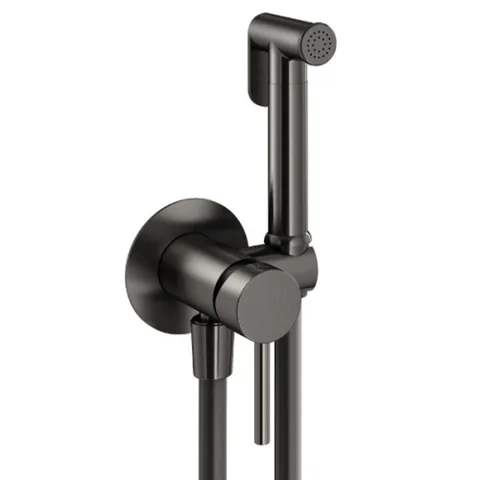 Plumberia Selection IXO Комплект гигиен. душа со смесителем, душ и держатель из металла, шланг PVC 1250мм, оружейная сталь