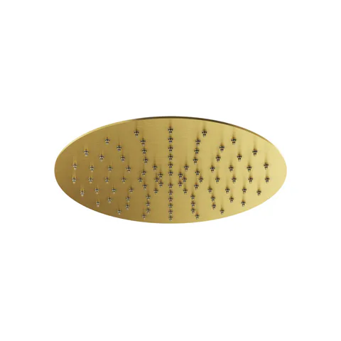 Plumberia Selection Верх. душ d.250 из нерж.стали,встроенный клапан безопасности, поворот.крепление, антикальций, 2мм, браш.золото