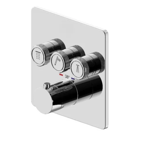 Plumberia Selection PSBOX Внешняя часть встраив. смесителя для душа на 3 вых,для комбин.с PSB003 накладка нерж.сталь 160x160мм, хром
