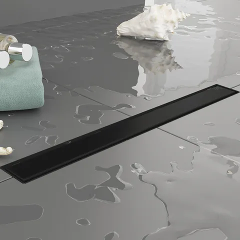 Plumberia Selection Трап душевой PS LINEAR 6x70 2устор. накладка из нерж.стали, комбинир.затвор с горизонт. Выпуском Ду 50мм,40л/мин, черн.матов.