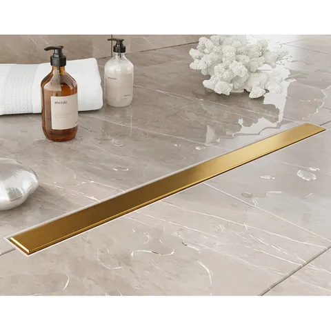 Plumberia Selection Трап душевой PS MODULAR 4x90 2устор. накладка из нерж.стали, основа из пластика 50мм,40л/мин, золото браш.