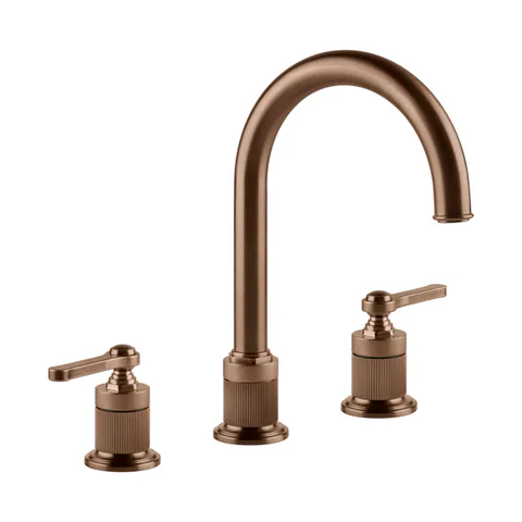 GESSI VENTI20 Смеситель для раковины на 3 отверстия, высота излива 168 мм., в комплекте с донным клапаном, цвет Copper Brushed PVD
