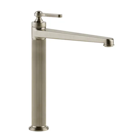 GESSI VENTI20 Смеситель для раковины на 1 отверстие, однорычажный, высокий, в комплекте с донным клапаном, цвет Finox Brushed Nickel