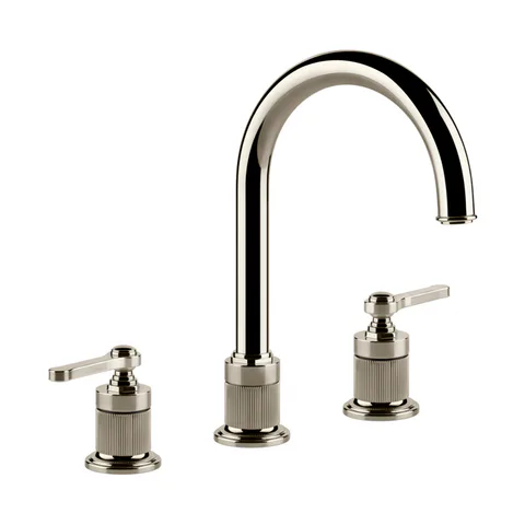 GESSI VENTI20 Смеситель для раковины на 3 отверстия, высота излива 168 мм., в комплекте с донным клапаном, цвет Nickel PVD