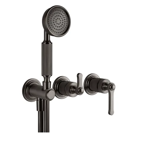 GESSI VENTI20 Смеситель встраиваемый, однор, с перекл. на 2 положения, с ручным душем и шлангом 1500 мм., вн часть, цвет Black Metal Brushed PVD
