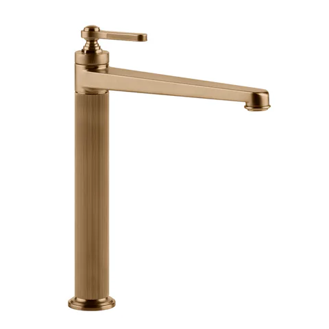 GESSI VENTI20 Смеситель для раковины на 1 отверстие, однорычажный, высокий, в комплекте с донным клапаном, цвет Warm Bronze Br. PVD