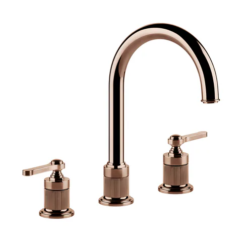 GESSI VENTI20 Смеситель для раковины на 3 отверстия, высота излива 168 мм., в комплекте с донным клапаном, цвет Copper PVD