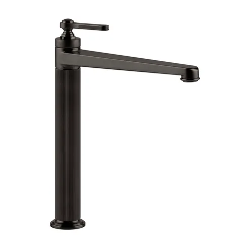 GESSI VENTI20 Смеситель для раковины на 1 отверстие, однорычажный, высокий, в комплекте с донным клапаном, цвет Black Metal Brushed PVD