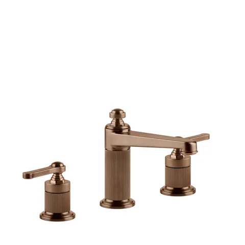 GESSI VENTI20 Смеситель для раковины на 3 отверстия, высота излива 98 мм., в комплекте с донным клапаном, цвет Copper Brushed PVD