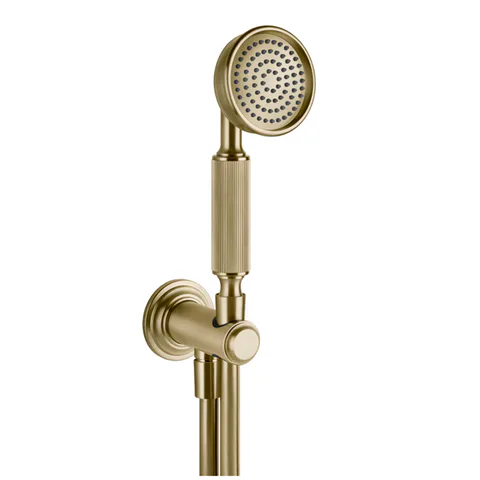 GESSI VENTI20 Комплект для душа с ручным душем, шлангом 1500 мм., держателем с подводом воды, цвет Brushed Brass PVD