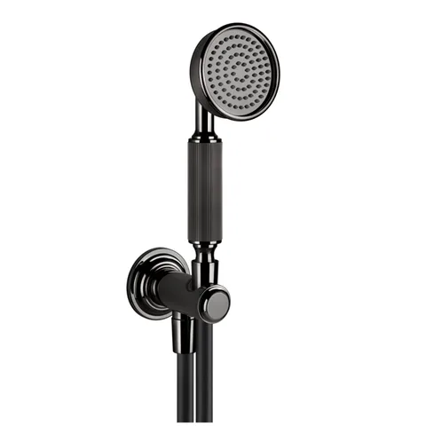 GESSI VENTI20 Комплект для душа с ручным душем, шлангом 1500 мм., держателем с подводом воды, цвет Black Metal PVD