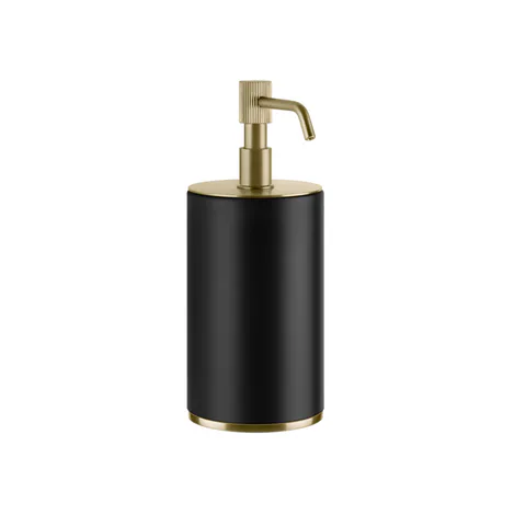 GESSI VENTI20 Дозатор для жидкого мыла настольный, цвет черный, фурнитура Brushed Brass PVD