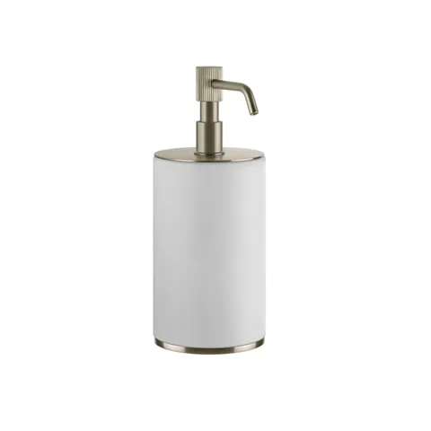 GESSI VENTI20 Дозатор для жидкого мыла настольный, цвет белый, фурнитура Finox Brushed Nickel