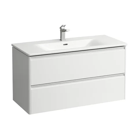 LAUFEN PALACE Комплект мебели 1000х450х545 мм., с раковиной Slim, 2 ящика, органайзер для ящика, ручка анодированный алюминий, цвет белый матовый