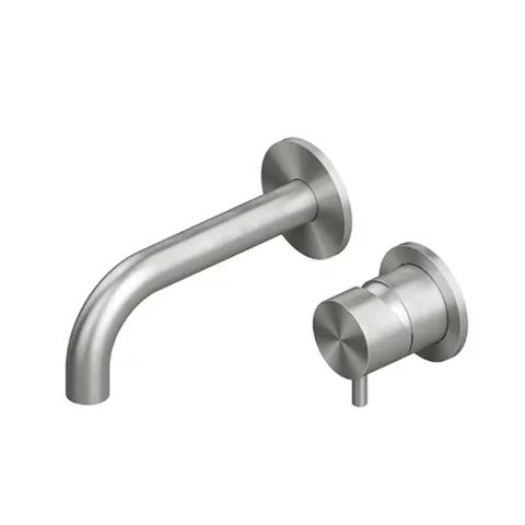 QuadroDesign SOURCE/OTTAVO 1313.00AS Смеситель для раковины на 2 отверстия из стены, цвет Brushed Stainless Steel